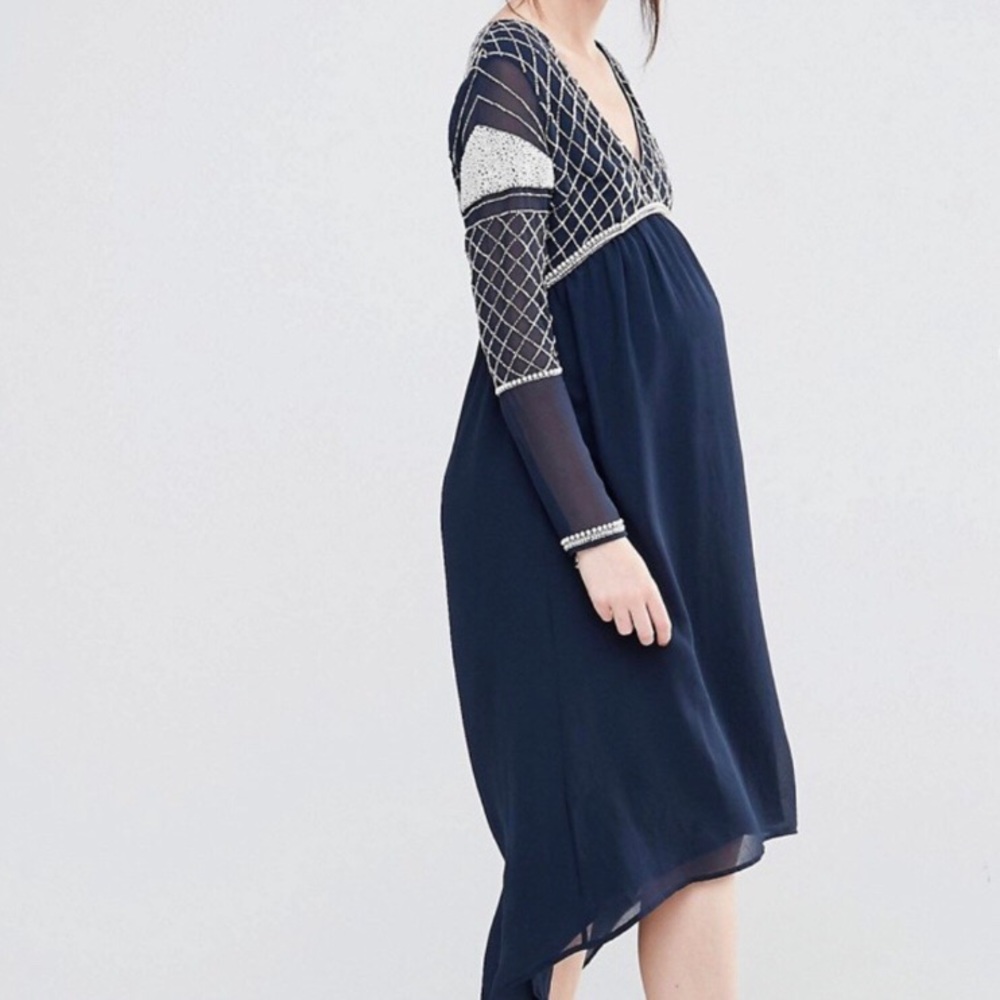 Maternity Beaded Plunge Dress